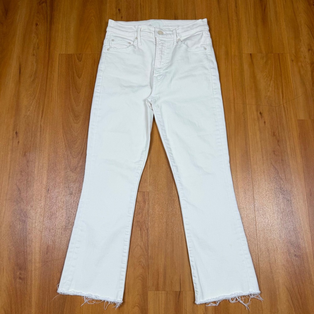 Mother The Insider Crop Step Fray Jeans Cream Puffs White Bootcut 1157-753 26